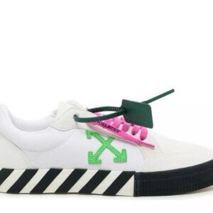 Off-White White and Green Sneakers with Modern Design Only worn once.  Unisex
